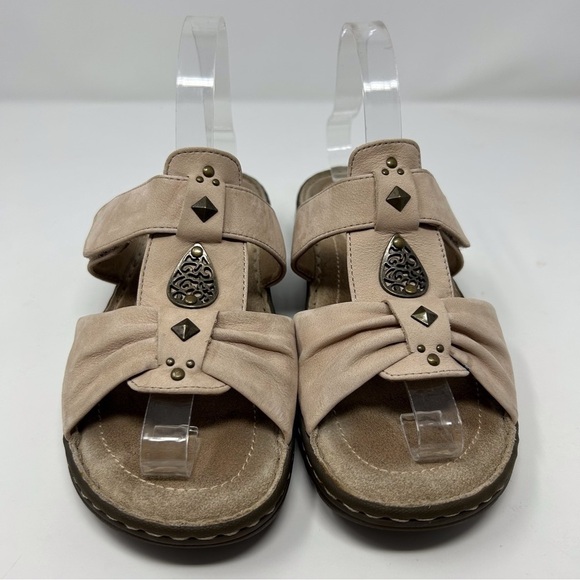 Hotter Blush Pink Boho Studded Medallion Suede Slip on Comfort Sandals Size 8.5 - Picture 5 of 15